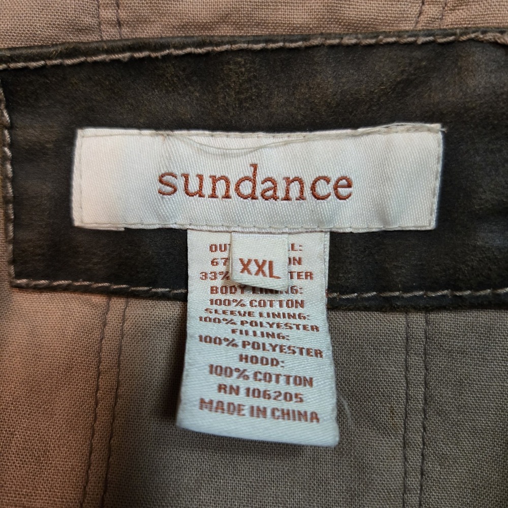 Sundance Men's Size‎ XXL Bomber Biker Jacket Brown Faux Leather Trim Zip Front - Picture 7 of 8